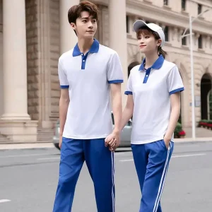 Unisex Polo White Short Sleeve T Shirts and Trousers Girl and Boys Summer School Uniform