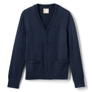 V Neck Single Breasted Pure Cotton Primary Designs Rib Knit School Uniform Boys Girls Performance Button Front Cardigan Sweater