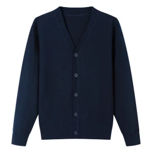 V-neck 95% Cotton Kids Boys Solid Color Long Sleeve Cardigan Sweater Winter 2-7Y