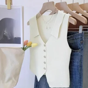 V neck Women’s Vest Knitted Vest Women’s Casual Sleeveless Top