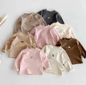Velvet Kids Turtleneck Top Autumn Winter Children Long Sleeved Shirt 1 5 Year Boy Girl Base Pullover Blouse Baby Clothing