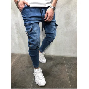 Vintage Hip pop Style Loose Jeans Denim Pants for Men Casual Trousers Straight Style for Teenage Boys and Young Men