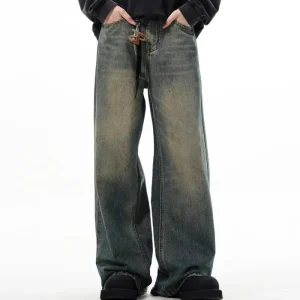 Vintage Jeans Hip pop Style Casual Trousers Teenage Boy Fashion Young Men’s Loose Jeans Denim Pants for Men