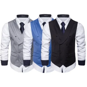 Waistcoat Double Breasted Formal Sleeveless Vest for Men
