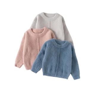 Warm Sweater Solid Color Unisex Baby Girl Winter Pullover Warm Sweater