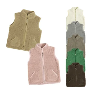 Warm Waistcoats Baby Smile Print Teddy Fabric Kids Sleeveless Vest Thickened Jacket Coat