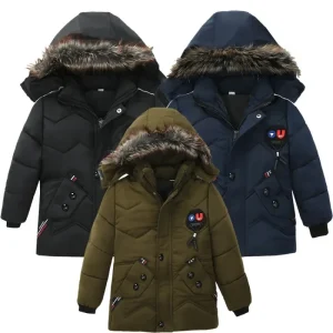 Warm Winter Kids Children Baby Boys Fur Jackets Long Coats Clothes
