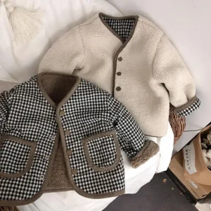 Warm Winter Toddlers Baby Fleece Long Sleeve Coat Unisex Boys Girls Reversible Button Jacket