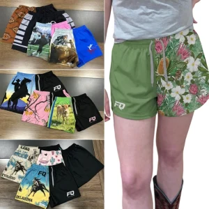 Western Cow Girls Zippered Footy Shorts AU Oz Footy Shorts Native Protea Women Country Lifestyle Casual Rugger Shorts MOQ10