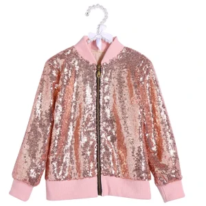 Western Kids Zipper Cardigans Boys Girls Pink Bomber Sequin Jackets Coats