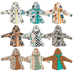 Western Style Fall Winter Kids Boy Girl Hooded Tops Double Layers Long Sleeve Toddler Baby Reversible Cardigan Jacket