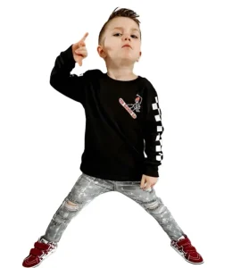 White Black Plaid Long Sleeve Contrast Boys Cotton Shirts Spring Kids Shirts