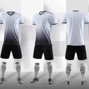 White Black Soccer Jersey Set for Boys Quick-Dry Football Wear