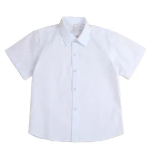White Short Sleeve School Uniform Tops Summer Dress Shirts for Boys and Girls Children’s School Clothing