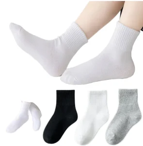 White Sports Socks for Kids Custom School Student White Socks Casual Style Bulk for Boys Girls for Spring Autumn