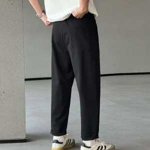 Wide Leg Summer Office Baggy Official Casual Sports Work Pleated Khaki Boys Jeans Pants Short Men’s Trousers