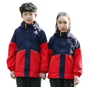 Windproof Warm Coat with Detachable Jacket School and Garden Uniform Two Piece Set for Boys for Students