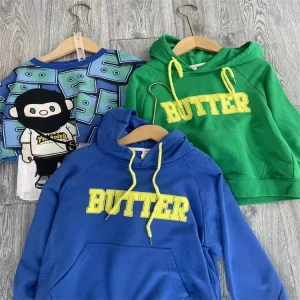 Winter & Autumn Kids Pullover Sweatshirt Woven Cotton Hoodie for Infant Boys & Girls Thickening for Comfort