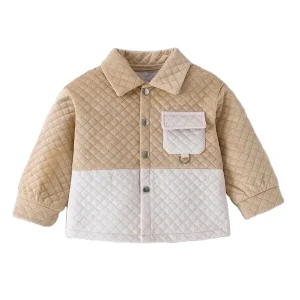 Winter Autumn Toddler Boys Two Tone Flap Pocket Quilted Coats