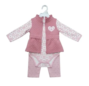Winter Baby Clothes Girls Jackets With Zipper Cotton Bodysuit Soft Pant Baby Set Clothing 3 Pieces