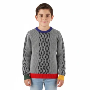 Winter Boys’ Academy Style Boys’ Warm Base Pullover Children’s Knitted Round Neck Sweater