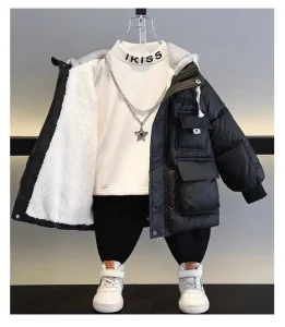 Winter Children Fashion Coat Kids Hooded Thick Jacket