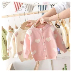 Winter Children Thick Cotton Warm Long Sleeve Coat Girls Clothes Kid Knit Cute Cardigan Baby Girl Knitting Sweater