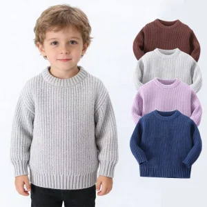 Winter Children’s Kint Sweater Popular Child Girls Loose Knit Round Neck Boys and Girls Styles