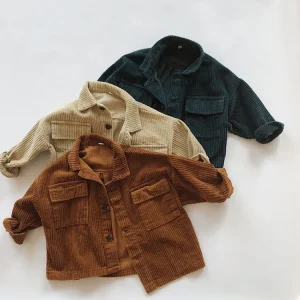 Winter Coats Jaket for Kids Custom Logo Outwear Unisex Boys Corduroy Jackets