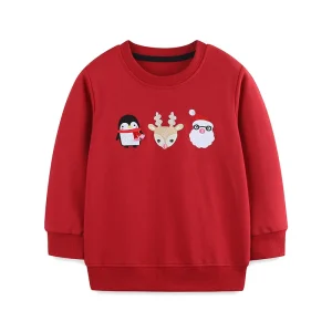 Winter Colorful Unisex Children’s Clothing Christmas Cute Hoodies for Girls Boys Cartoon Pattern Sweatshirts
