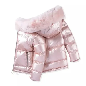 Winter Dazzling Colorful Shine Rainbow Reflective Bubble Child Puffer Hooded Down Coats Tie Dye Kids Jackets Girls Boys
