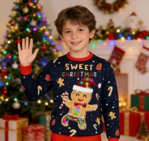 Winter Family Xmas Ugly Pullover Knit Jumper Kid Girls Boys Sweaters Custom Knitted Christmas Sweater
