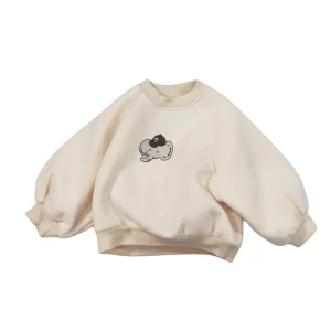 Winter Fashion Baby Elephant Long Sleeved Sweatshirt Cartoon New Top for Boys and Girls Baby Polyester Cotton