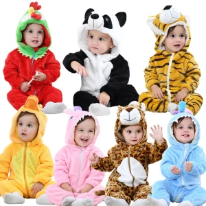 Winter Flannel Fleece Baby Clothes Baby Boy Cartoon Clothing Winter Newborn Baby Animal Rompers Infant Indoor Sleeping Bag