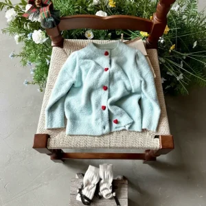 Winter Girls Baby Sweet Retro Stylish Solid Color Garment Dyed Printed Sweater