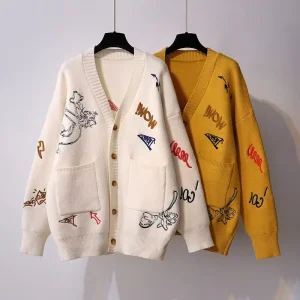 Winter Girls Sweater Fashionable Woman Tops Korean Knit Tops Latest Jacquard Custom Women Clothing Cardigan Sweater