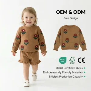 Winter Infant Girls 100% Cotton Sweater Toddler Boy Knitted Jumper Children Fashion Jacquard Clothing Custom Manufacturer