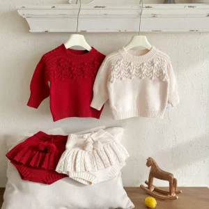Winter Infant Girls Knitted Clothes Toddler Boy Knit Long Sleeves Clothes Newborn Baby Sweaters