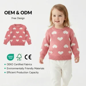 Winter Kids Girls Knit Sweater Pullover Baby Girl Cotton Jacquard Knitwear Clothes Children’s Clothing Custom Logo