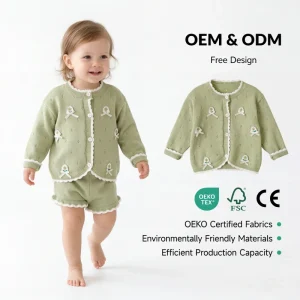 Winter Kids Girls Sweater Fashion Cotton Children’s Kids Knitted Cardigan OEM ODM Baby Clothing Manufacturer
