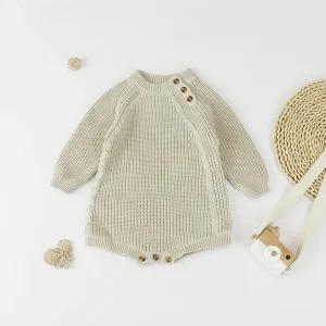 Winter Newborn Baby Boys and Girls Cotton Wool Knitted Sweater Long Sleeve Jumpsuit