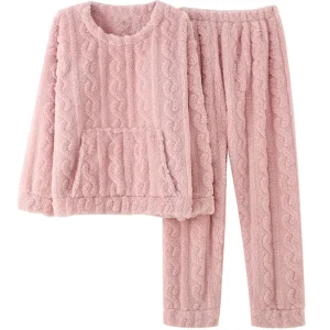 Winter Pullover Thickened Girls Pajamas Couple Sleepwear for Women