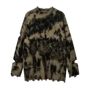 Winter Ripped Boys Sweaters Couples Oversized Embroidery Sweaters Tie dye Street Fashion Pullover Sweaters Hombre
