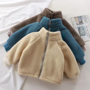 Winter Toddler Kid Boys Girls Cardigan Solid Colors Zipper Coat Outerwear Children Jacket 1-10Years