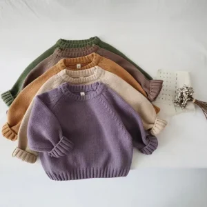 Winter Toddler Knitwear Kids Cotton Wool Sweaters for Boys Girls Casual Style Solid Pattern Warm Features for Newborns