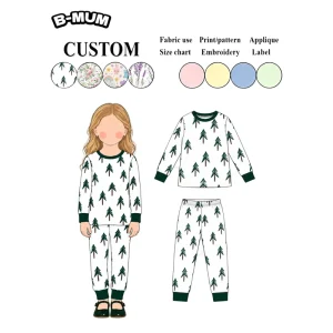 Winter Unisex Kids Cotton Pajamas Set Tree Print Long Sleeve Sleepwear for Boys Girls Home Night Wear and Casual Daily Use