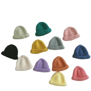 Winter Warm Baby Knitted Hat for Boy Girl Kids Knit Beanie Solid Color Children’s Hats Soft Infant Toddler Hats 0-6Y Accessories