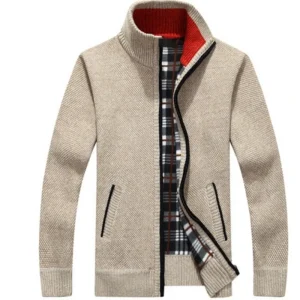 Winter Zip up Cardigan Korean Style Sweater Polyester Black Boys Cardigans
