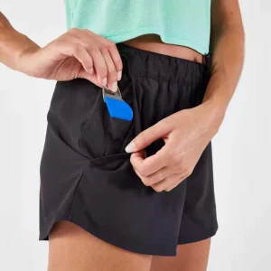 Women Built-in Liner Solid Color Micro Mesh Panels Activewear Vented Waistband Running Boy Black Gym Sports Shorts