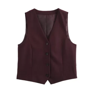 Women Cultivate One’s Moral Integrity Vest Coat Vintage Sleeveless Female Waistcoat Chic Tops